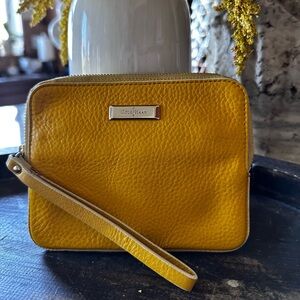 COLE HAAN | Yellow Leather Coin Pouch Wristlet